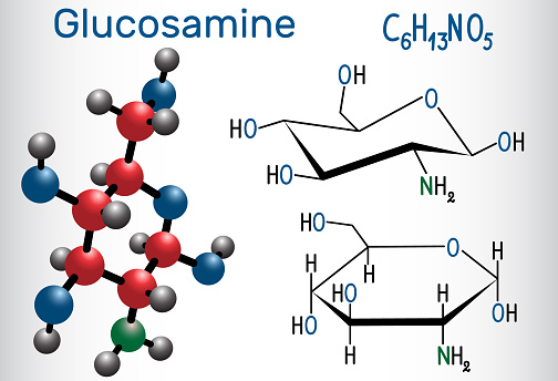 Formula chimica con molecole di glucosamina